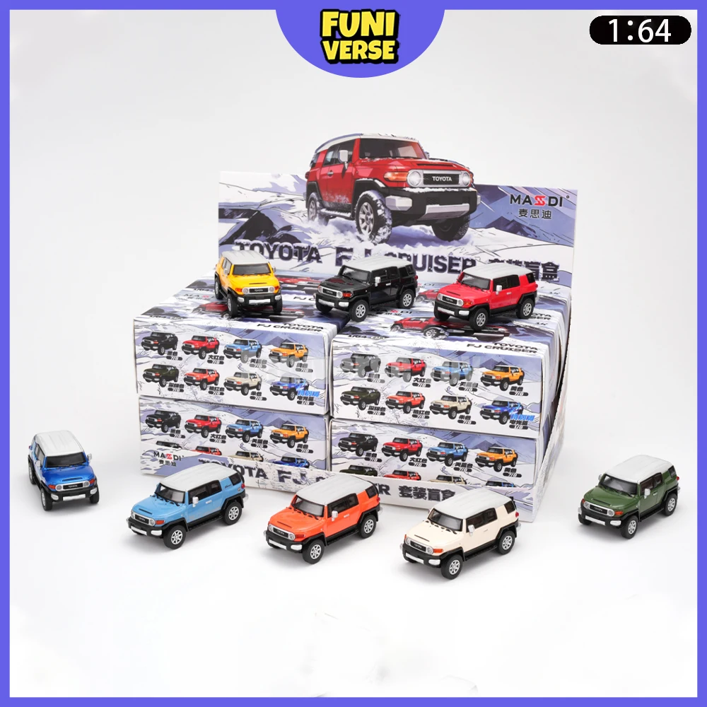 Фото Новая оригинальная модель автомобиля MASDI 1/64 Toyota FJ Cruiser, литая модель из сплава, таинственная коробка, имитационная модель автомобиля, настольное украшение, игрушка для мальчика, подарок №1