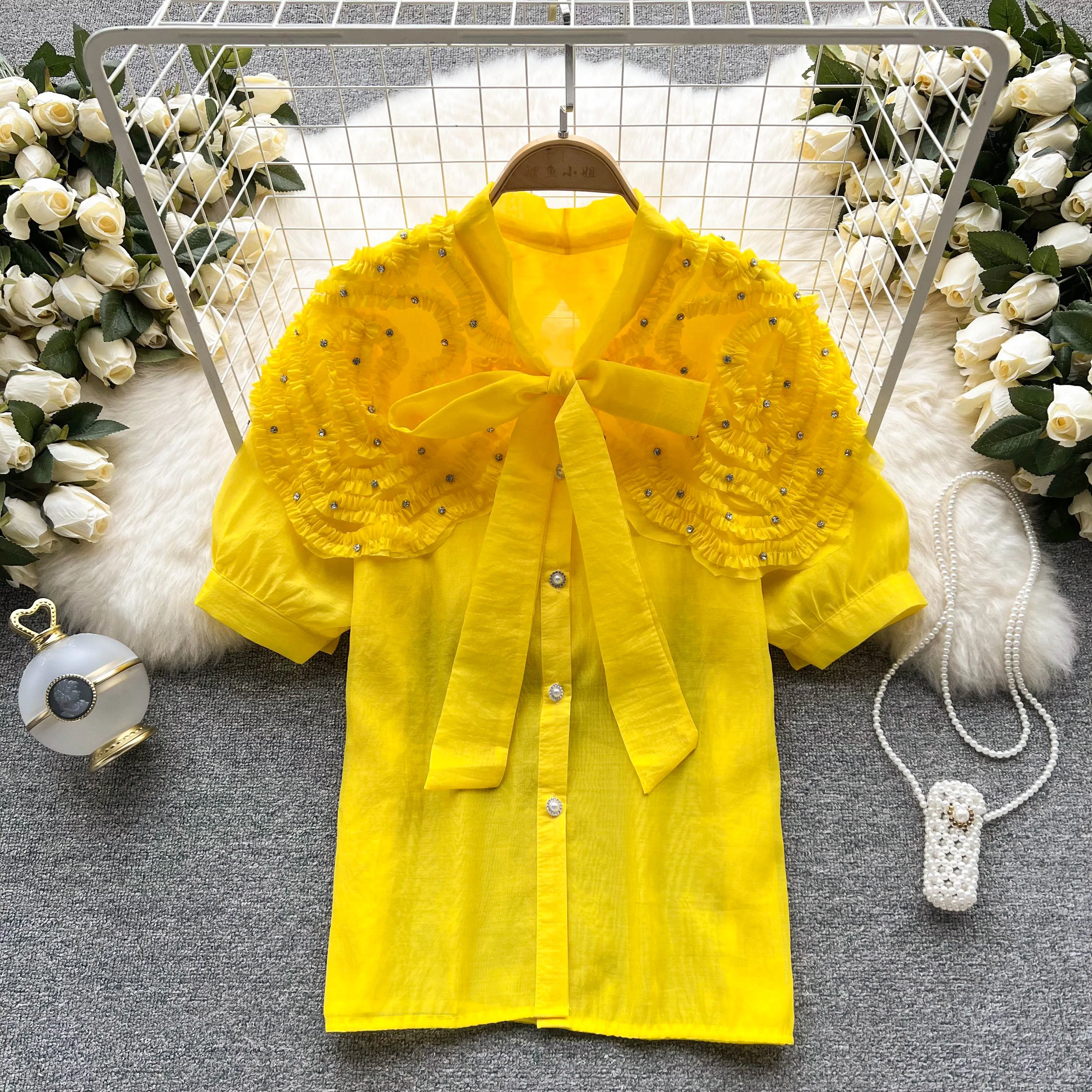 

Korobov Korean Chic Elegant Lace Sweet Women Blouses Vintage O Neck Long Sleeve Perspective Female Shirts OL Blusas Mujer