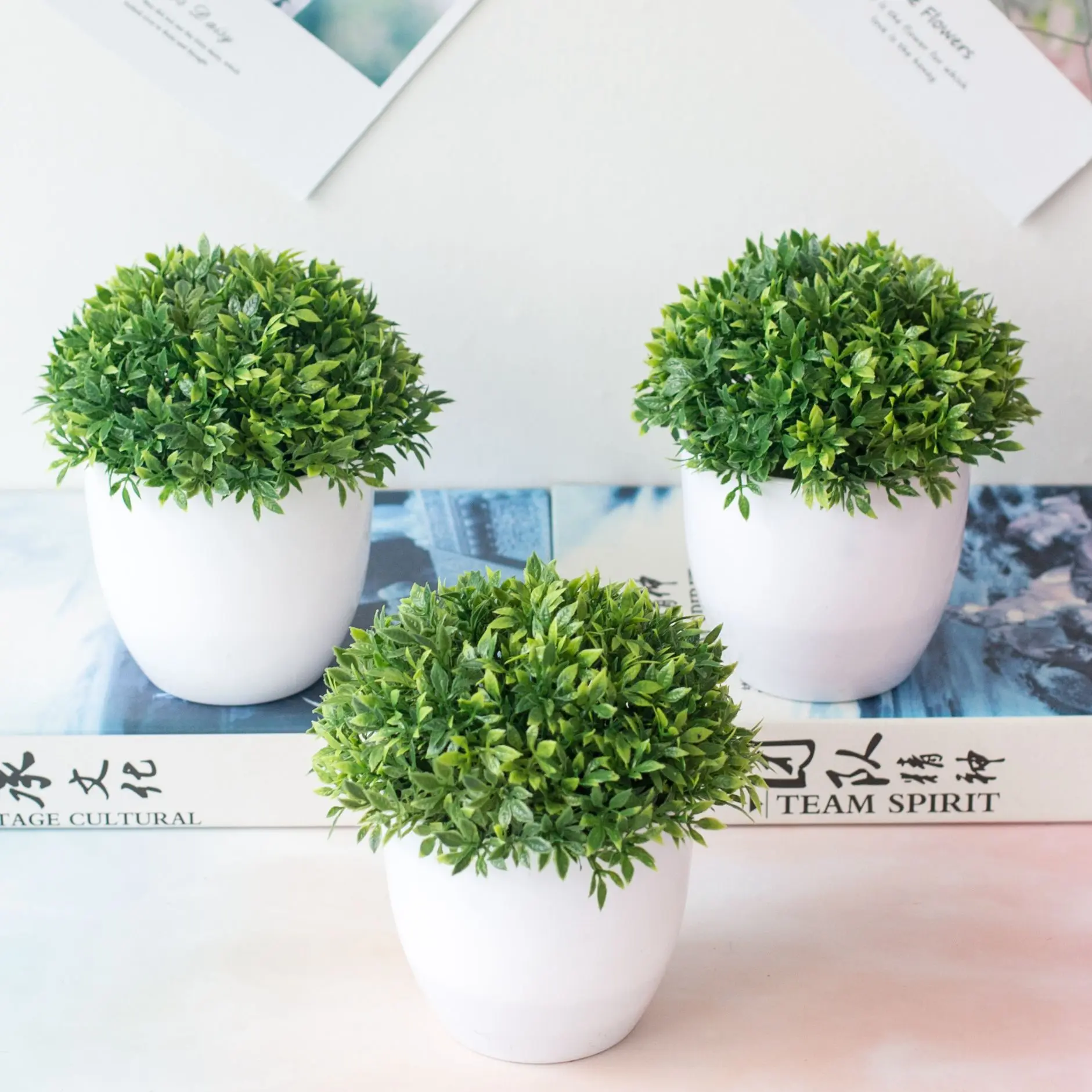 

Artificial Plant Bonsai 32-Mesh Bamboo Clover Plant Decoration Floral Ball Straw Ball Potted Home Decorative Small Ornaments