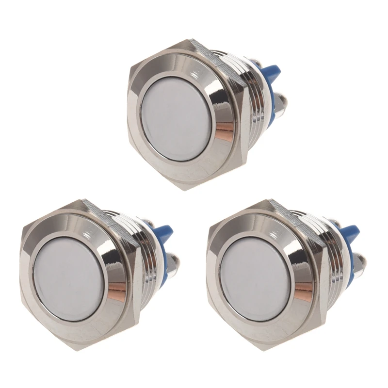 

3X AC 250V 3A NO 16Mm Metal Momentary Round Push Button Switch N.O. Normally Open