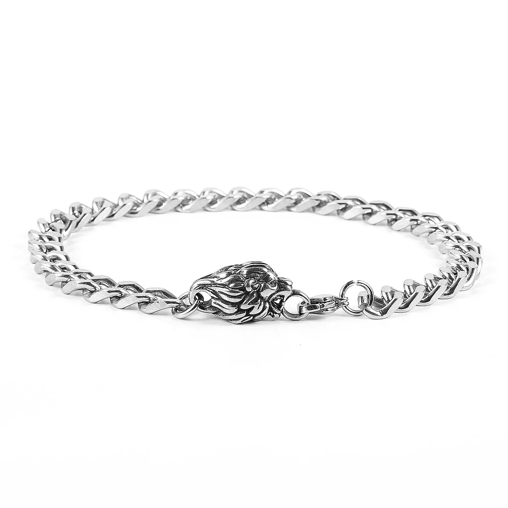 

Stainless Steel Chain Bracelets Lion Charm Bracelet for Men Gothic Rock Bangles Women Jewelry Pulsera Hombre Acero Inoxidable