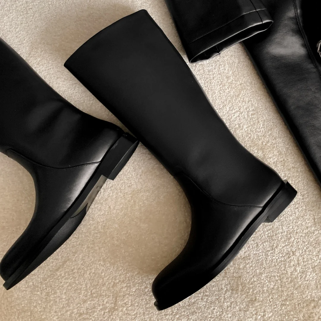 2024 новые женские слипоны на плоской подошве из натуральной кожи с круглым носком