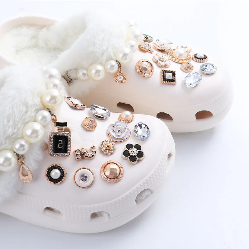 1 Set Brand Designer Croc Charms Accessories Bling Rhinestone  Perfume Queen Accessories For Jibz Wristbands Girl