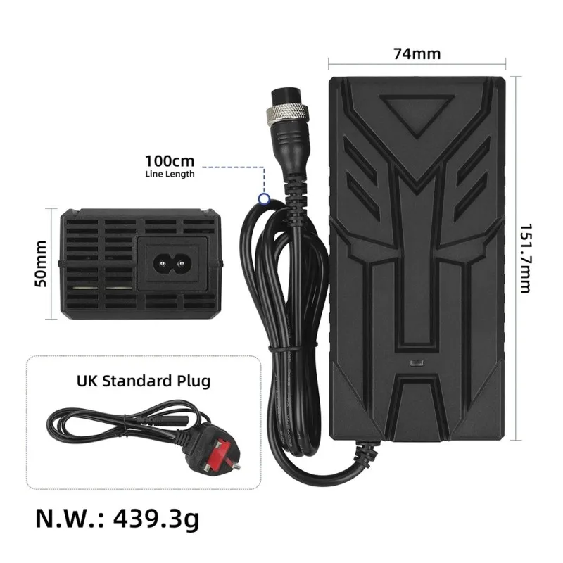 Фото Для электросамоката Ulip 42В 3А, адаптер для электросамоката с разъемом UK Plug и авиационным коннектором, источник питания для батареи. №1
