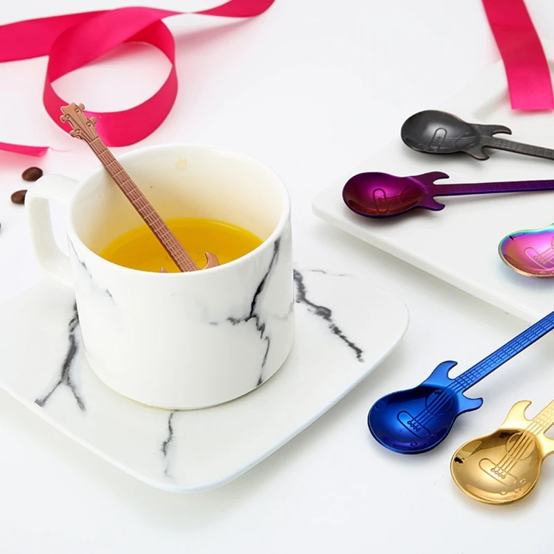 Глиняная ложка для чая красочная десертная из нержавеющей стали милая