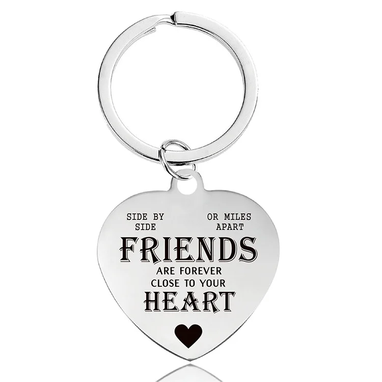 

KIOOZOL Fashion Heart Shape Lettering with Pattern Pendant Keychain Stainless Steel Keychain Men Women Accessories 006 KO1