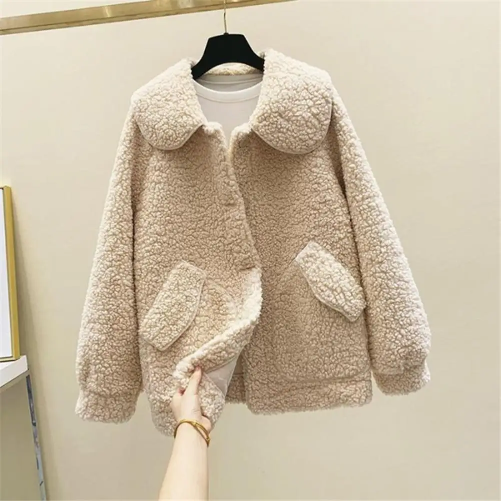 

Pretty Autumn Coat Cozy Single-breasted Women Winter Jacket Cardigan Loose Autumn Jacket