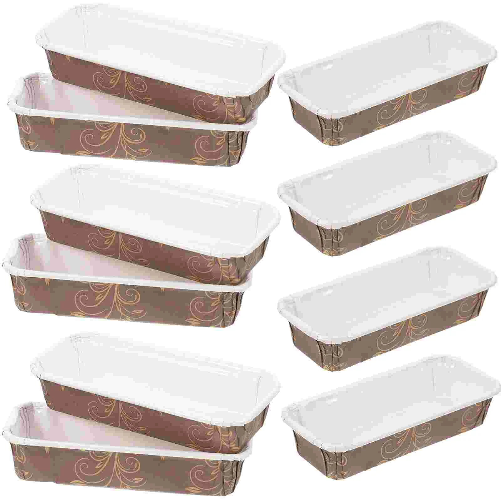 

50 Pcs Bread Tray Loaf Pans Baking Paper Rectangular Mini Donut Mold Stackable Cake Cups Liners Laminated Trays Baby