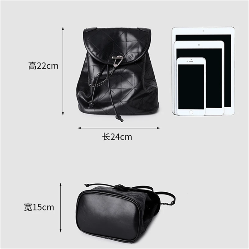 Backpack Girl 2022 New Fashion Drawstring Backpack Large-capacity Casual College Student Schoolbag Lingge Travel Bag Trend