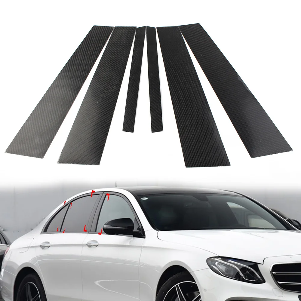 

6Pcs Car Exterior Door Window B Pillar Post Cover Trim For Mercedes Benz E Class E200L E260L E320L E400L 2017 2018 2019