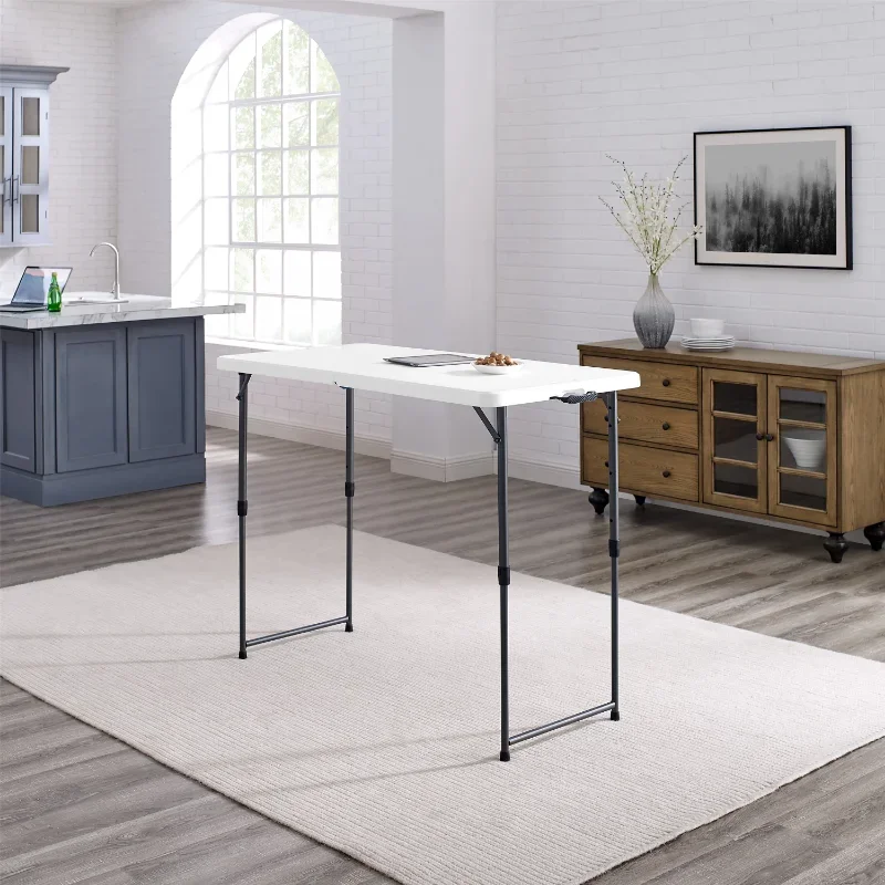 

Mainstays 4 Foot Adjustable Height Premium Folding Table, White Granite Office Desks
