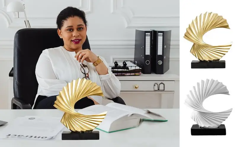 

Ocean Wave Sculpture Durable Gold White Wave Resin Statue Modern Abstract Home Decor Bookcase Ornaments Desktop Supplier gift