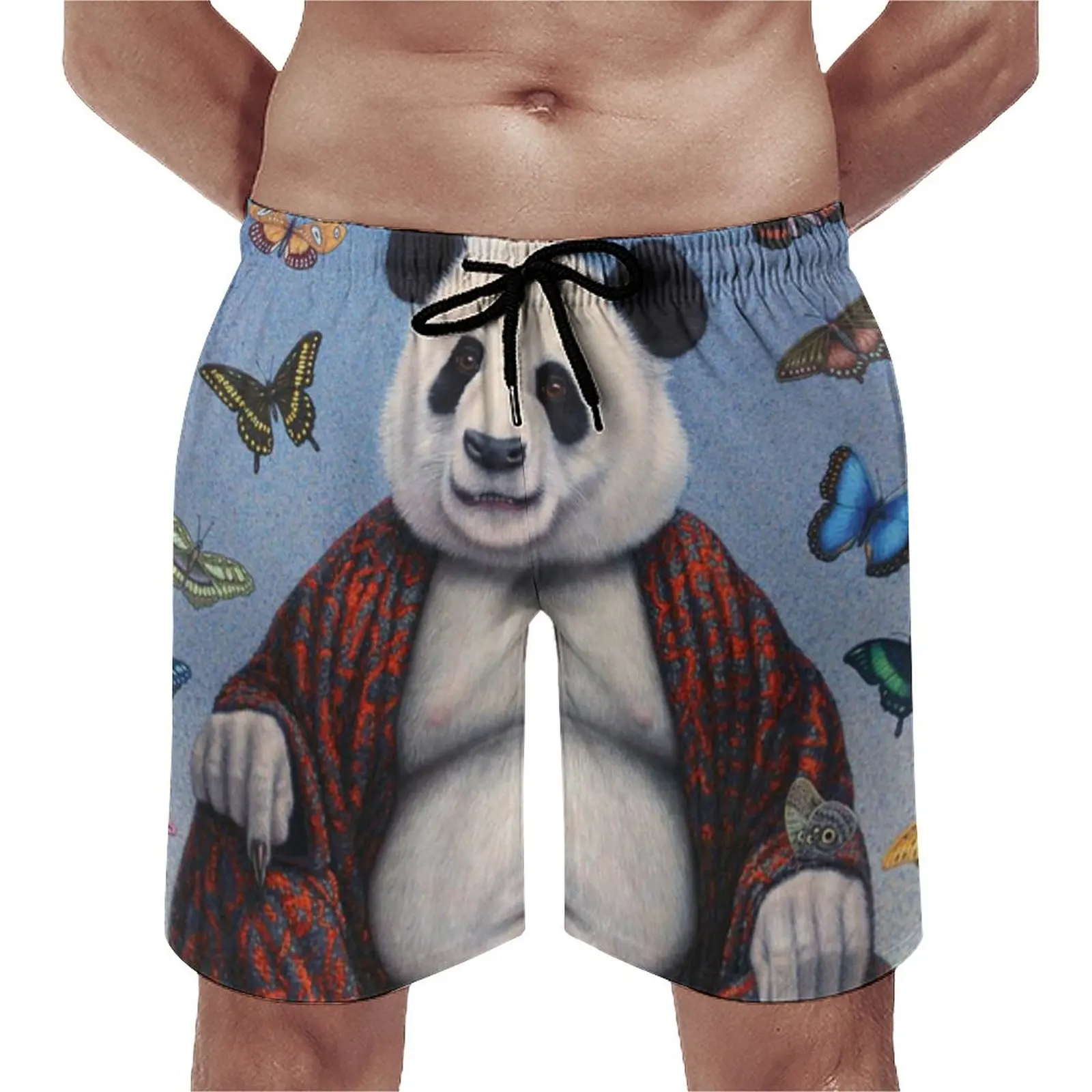 

Панда Будда доска шорты Бабочка Ретро Мужские пляжные плавки из полиэстера забавные плавки