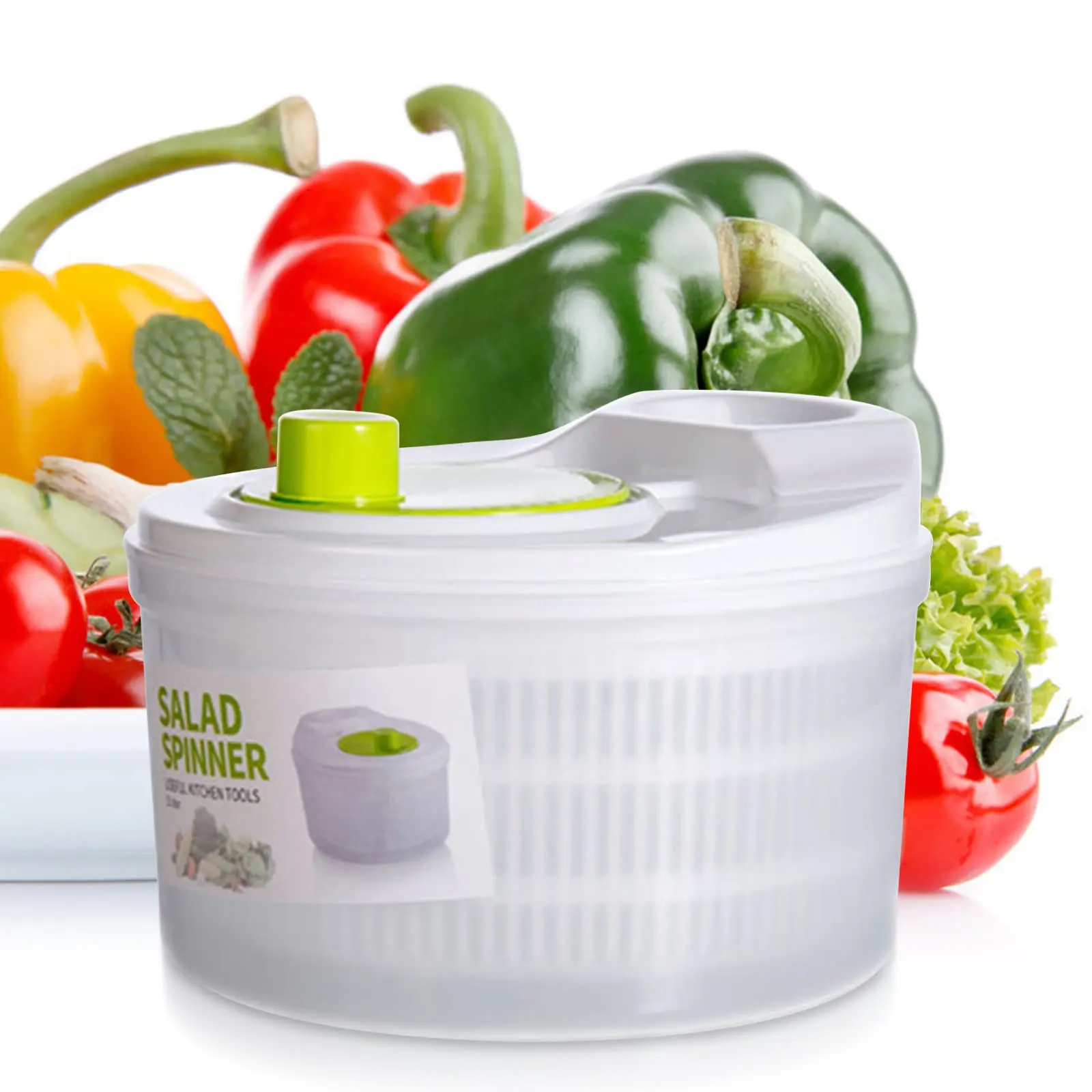

Кухонная емкость для фруктов, овощей, салата, салат, сушилка для салата, Вегетарианская крышка, Спиннер со складными аксессуарами, мойка