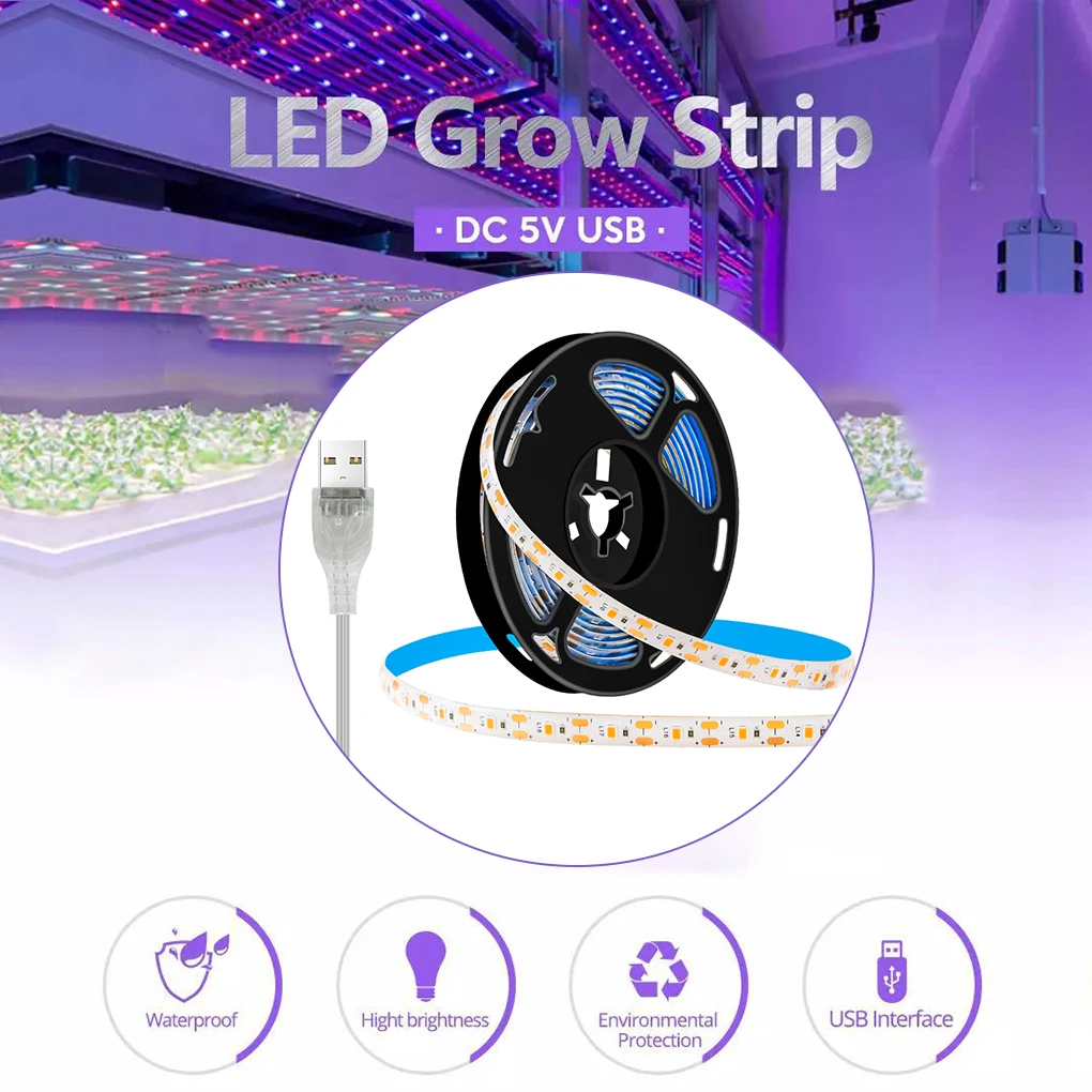 

LED Grow Light Full Spectrum 5V USB Grow Light Strip 2835 LED Phyto Lamps For Plants Greenhouse Hydroponic Growing 0.5M 1M 2M 3M