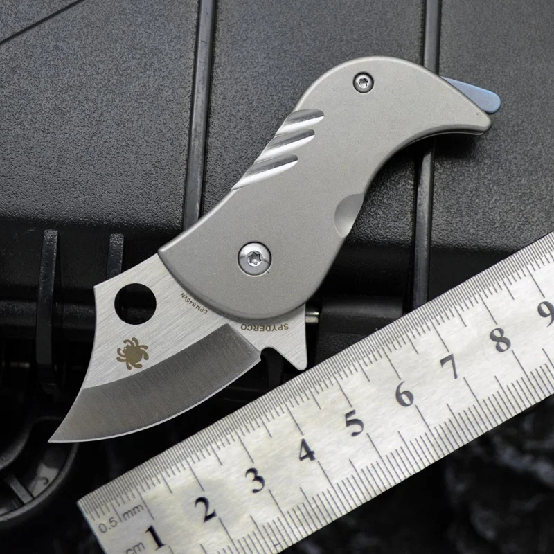 

outdoor knives C256 TI Folding Knife Titanium Alloy Mini Puppy Knife D2 Steel Sharp Fruit Knife Camping EDC Utility Knife