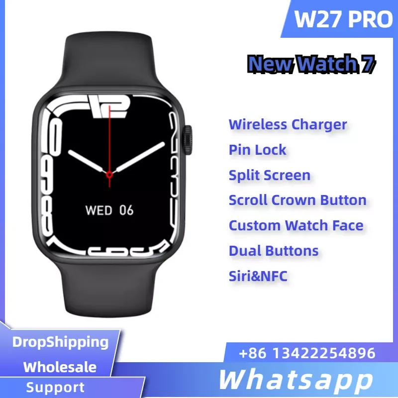 

New IWO W27 Pro Series 7 NFC Smart Watch AI Voice Bluetooth Call Wireless charging1.81 inch Screen PRO Smart Watch PK DT7MAX W17