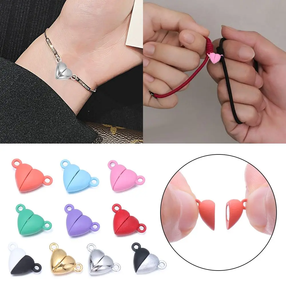 

20pcs(10sets) DIY Crafts Beads End Caps Jewelry Findings Connected Clasps Love Heart Couple Bracelet Magnetic Buckle