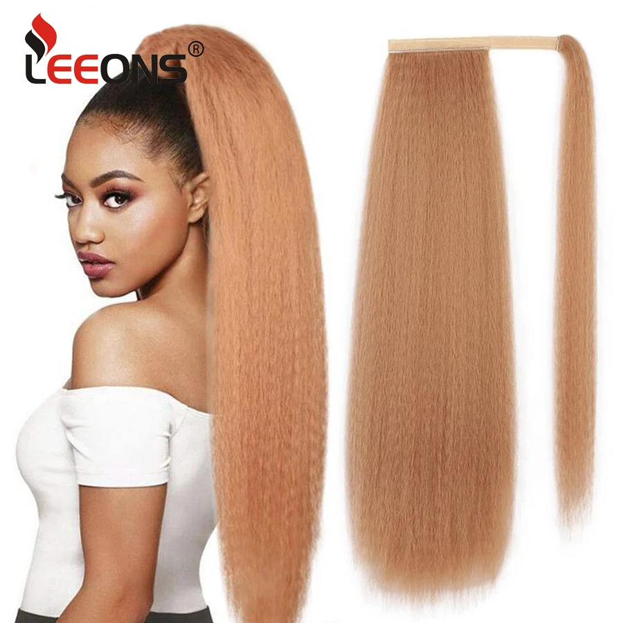 

Удлинитель для хвоста Yaki, синтетический длинный кудрявый наряд на шнурке, прямой черный блонд, 22 дюйма