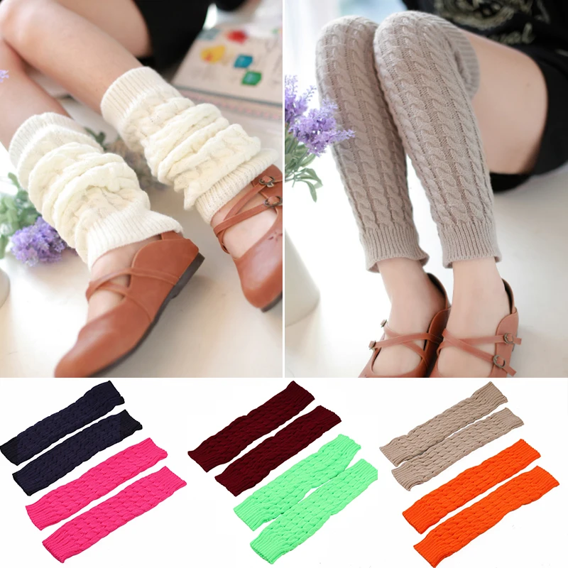 

NEW Fashion Gaiters Boot Cuffs Woman Thigh High Warm Knit Knitted Knee Socks Black Leg Warmers For Women Christmas Gifts