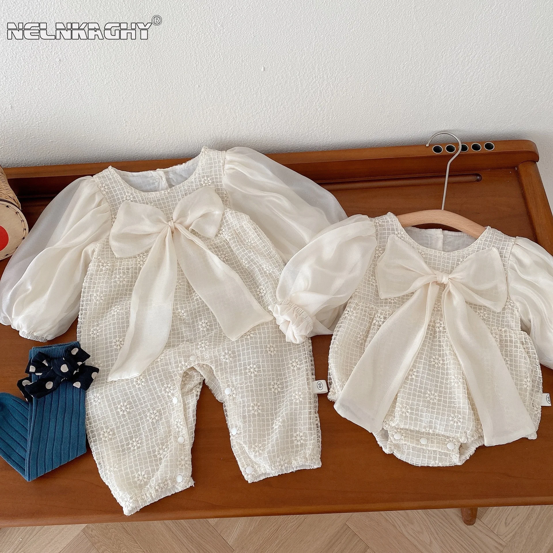 

2023 Autumn New In Infant Baby Girls Full Sleeve Sweet Bow One-piece Kids Newborn Birthday Gift Bodysuits or Romper 0-24M