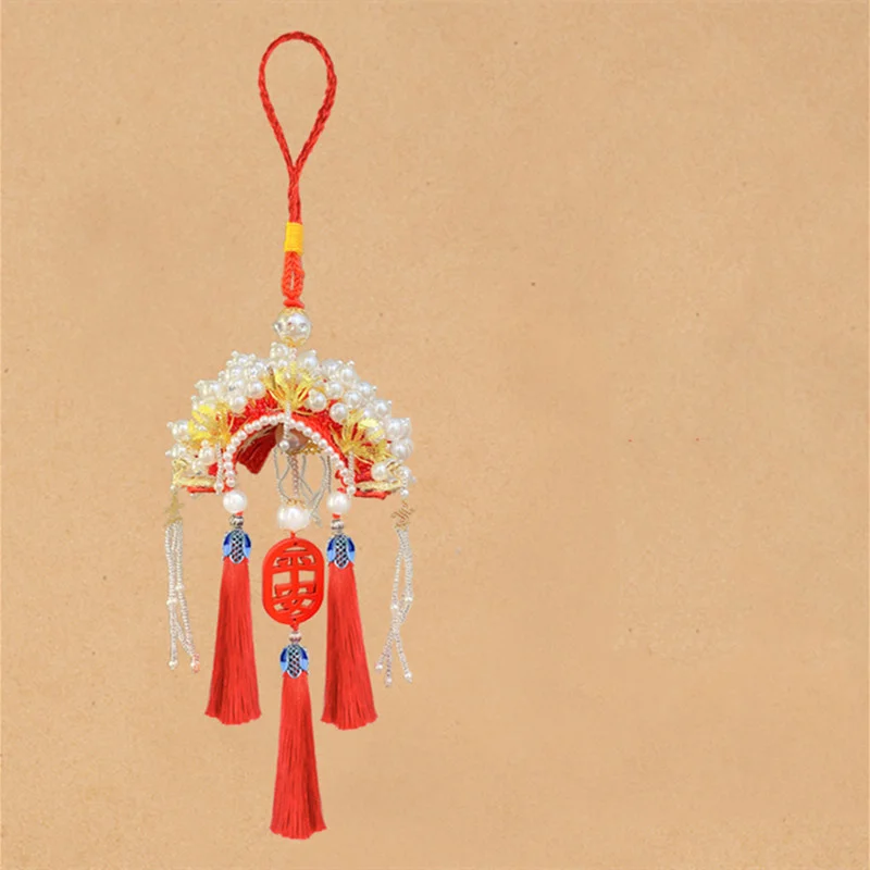 

Home New Furnishing Phoenix Crown Yuan Hat Tassel Safe Charm Pendant Handmade Crochet Material Finished Product