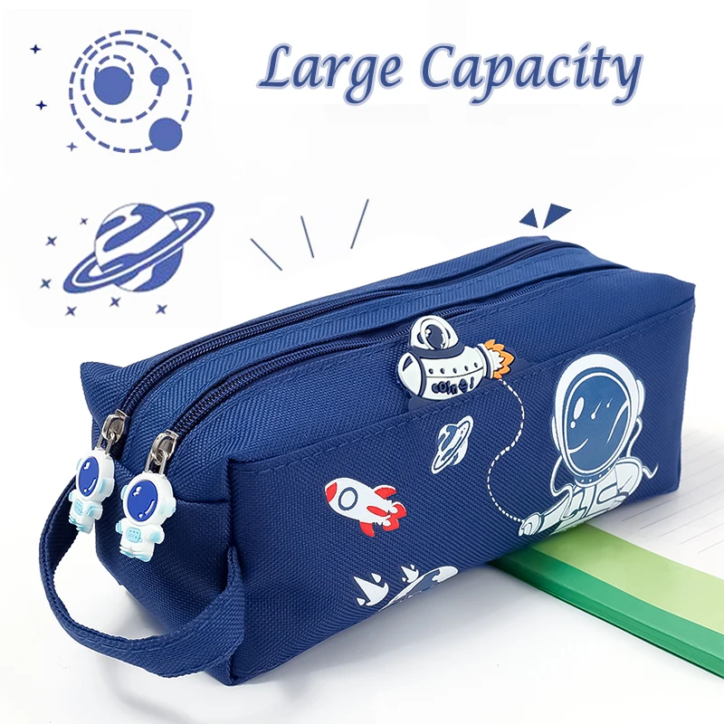 

Портативный Карандаш с космосом, астронавтом, фотография, милая мультяшная Детская сумка для канцелярских принадлежностей, вместительная сумка для хранения, школьная Холщовая Сумка для карандашей
