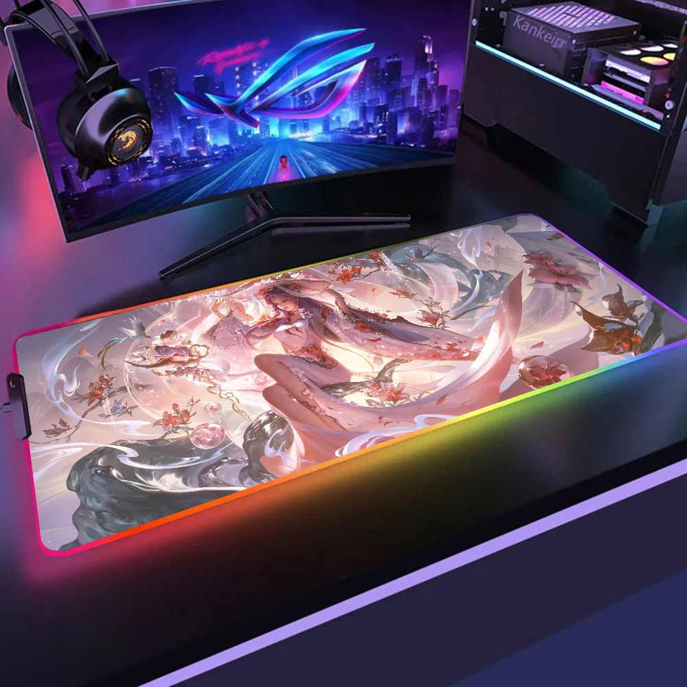 Wang Zhaojun коврик для мыши с персонажем видеоигры XXL RGB игровые коврики HD черные