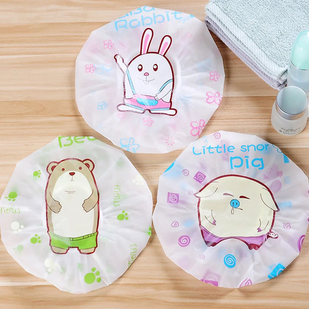 

Disposable Waterproof Shower Cap EVA Thicken Elastic Bath Hat Bathing Cap For Women Spa Bathing Accessory Hair Salon Bathroom