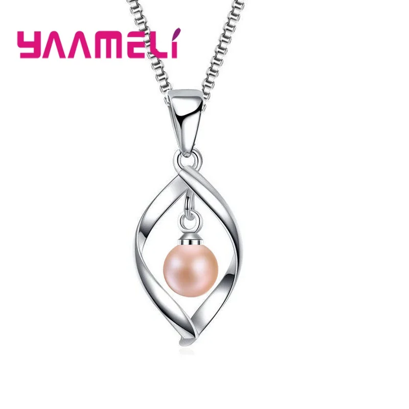 Женская мода лист и подвеска с большой жемчужиной ожерелье из стерлингового