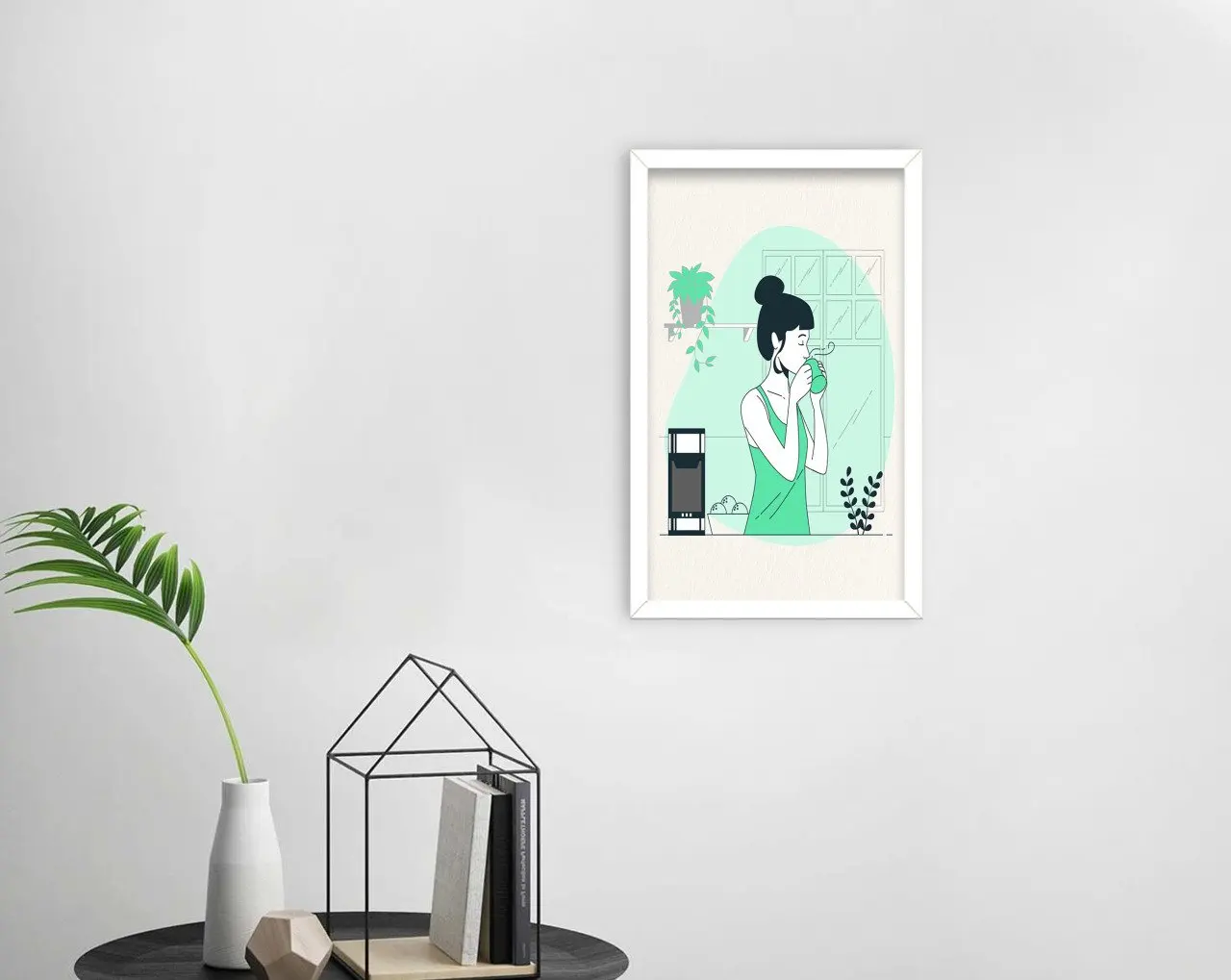 

BK Home Coffee Design Decorative Wood White Framed Tablo-30