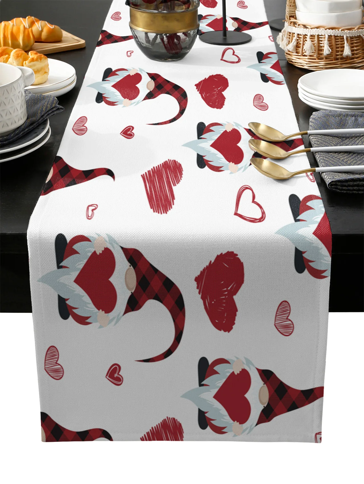 

Valentine Heart Gnome Table Runner Wedding Festival Table Decoration Home Decor Kitchen Table Runners Placemats