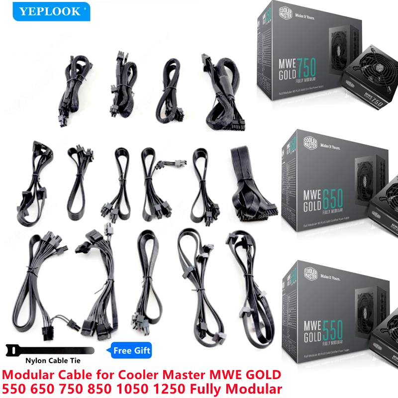 Модульный кабель для кулера Master MWE GOLD GPU PCIe 8Pin 6 + 2P CPU 4 + 4Pin SATA Molex 24Pin 550 Вт/650 Вт/750 Вт/850 Вт/1050 Вт/1250 Вт MPY PSUs