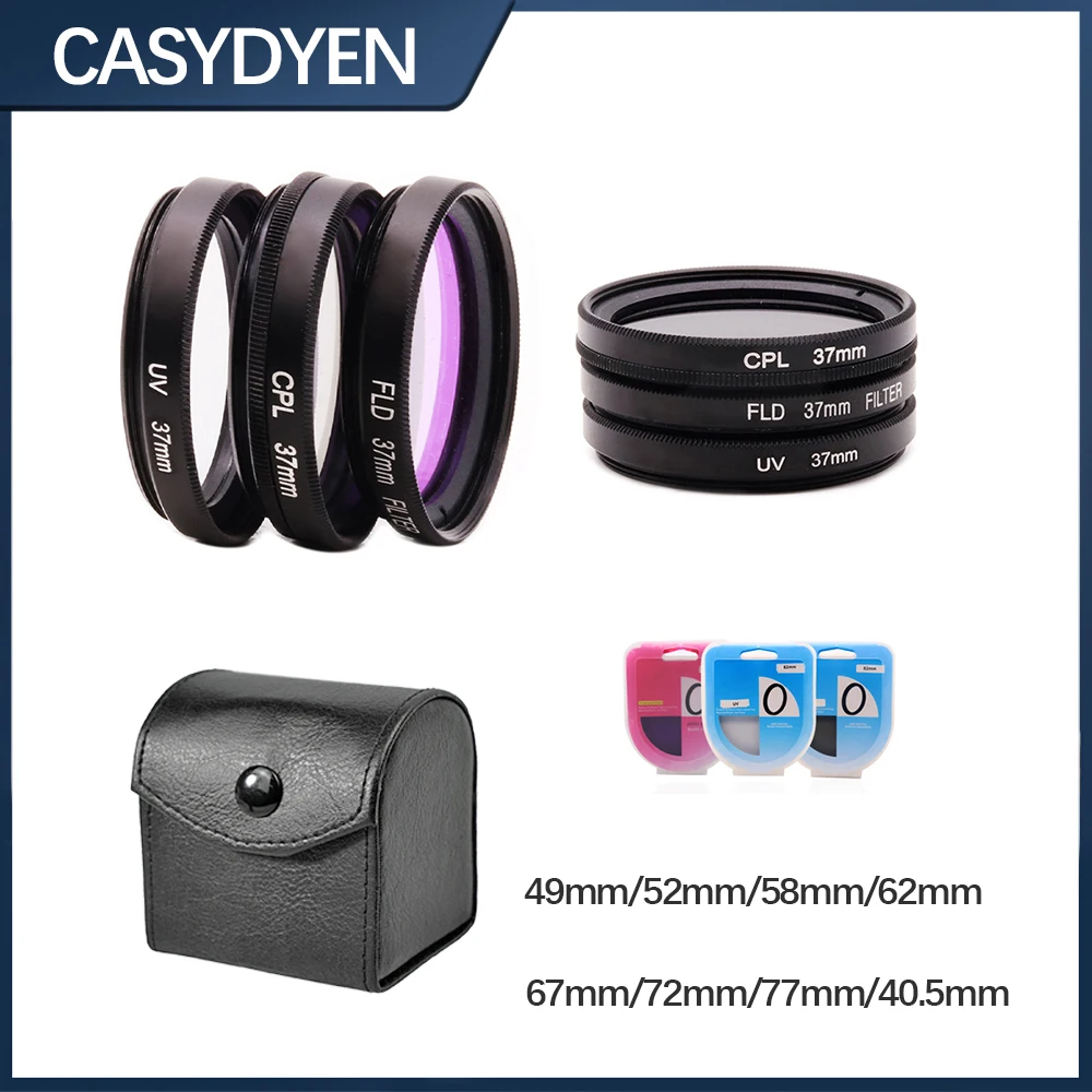 Набор фильтров для объектива UV CPL FLD 3 в 1 49 52 55 58 62 67 72 77 мм 40 5 комплекты камеры Canon Nikon