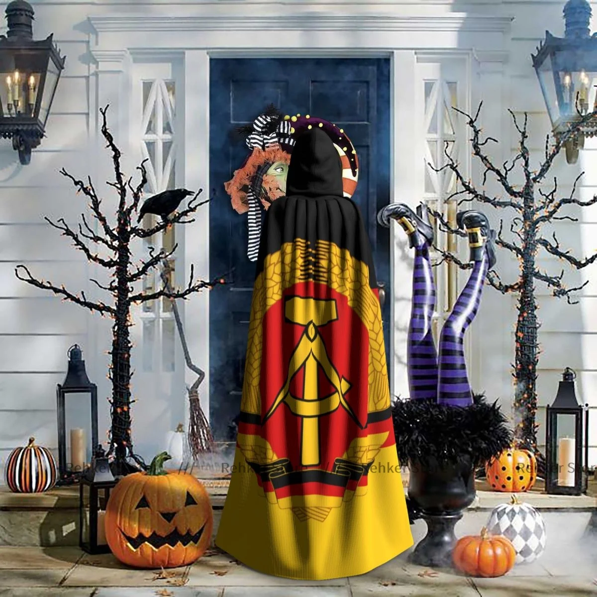 Взрослый женский халат с капюшоном и флагом немецкий накидка на Хэллоуин Полная