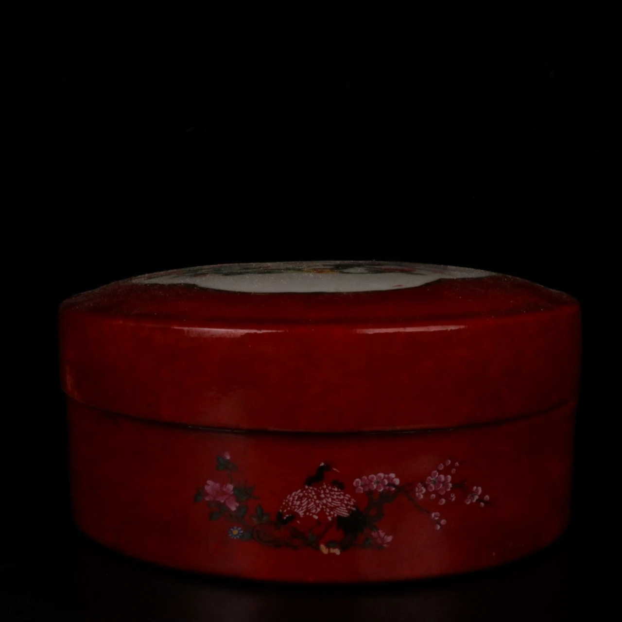 

Цзиндэчжэнь, песочное красное окно с рисунком крана, коробка для фруктов и Античное фарфоровое украшение