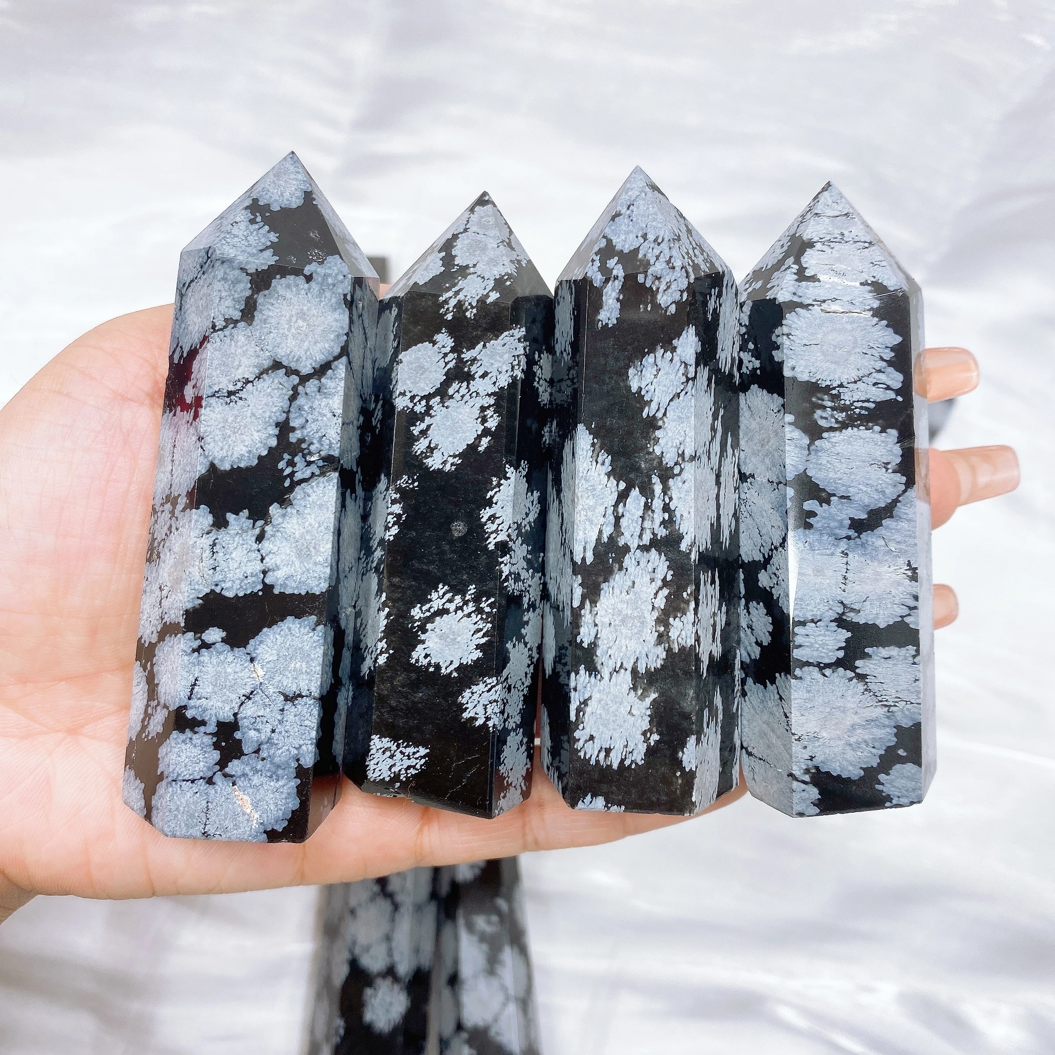 Натуральная Снежинка обизсидиановая башня Хрустальная кварцевая палочка