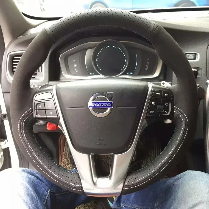 

Индивидуальная оплетка ручного шитья для Volvo V60 XC60 XC90 S60 S80 S90, аксессуары для автомобиля из натуральной кожи 38 см