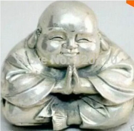 Замечательная удача тибетская серебряная позолоченная массив Будды для молитвы