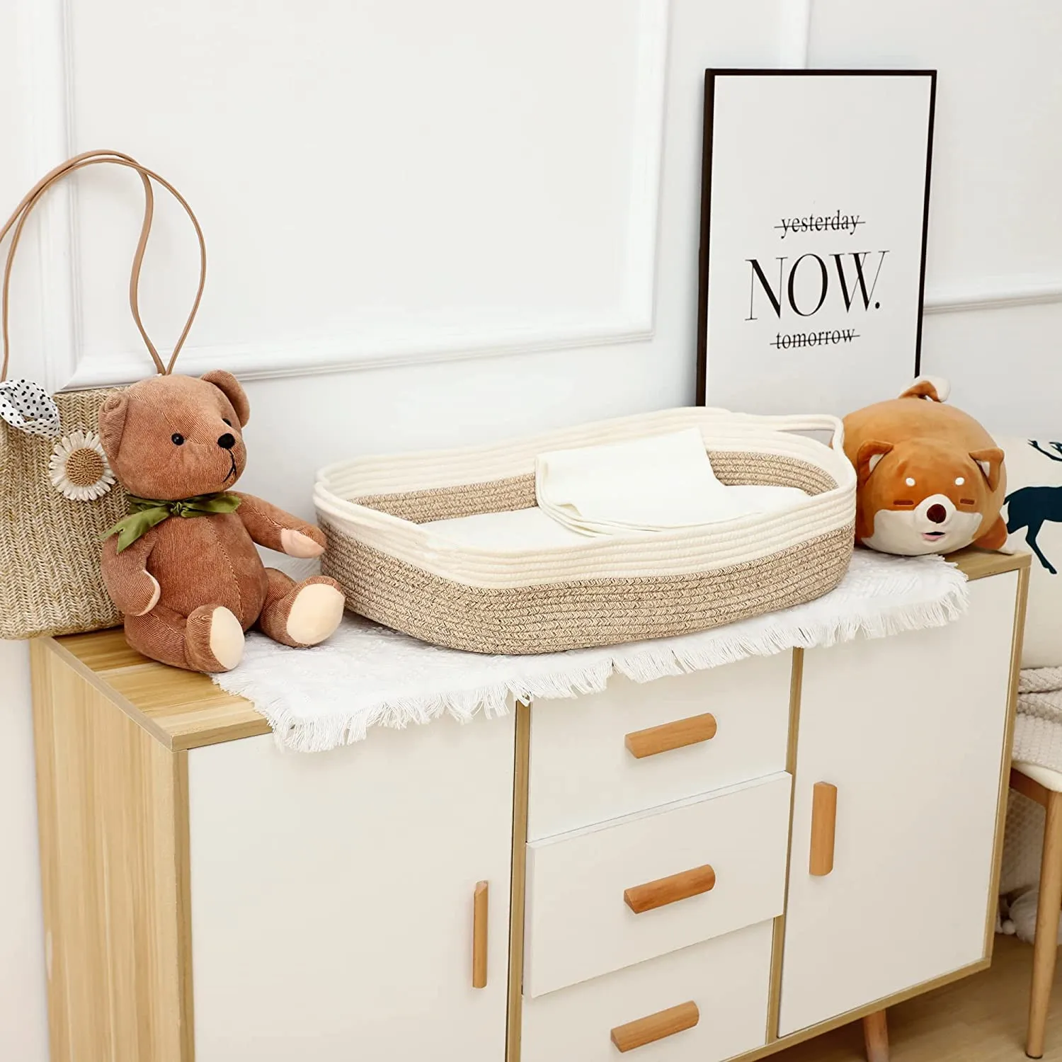 Корзина из хлопковой веревки для ребенка корзина пеленания хлопковый комплект в