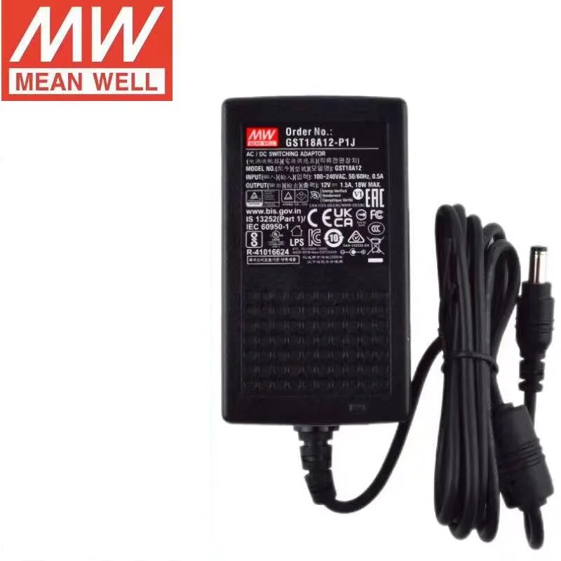 GST18A12-P1J 12 В 1 5 А 18 Вт meanwell AC-DC надежный зеленый промышленный адаптер Совершенно