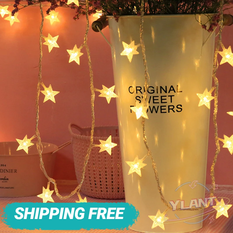 

Светящаяся гирлянда с 10/20 светодиодами, Мерцающая гирлянда, светильник на батарейках, праздничные новогодние и рождественские украшения дл...