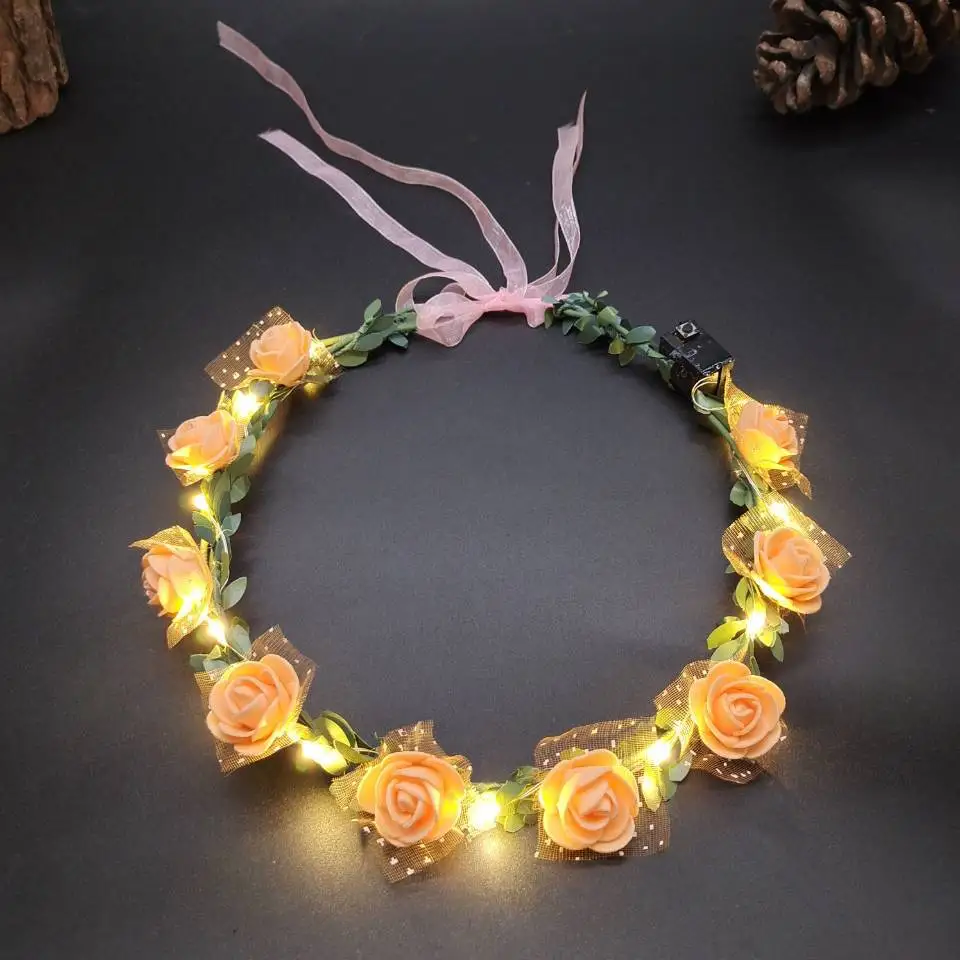 Glowing Hair Garland Hairband Wedding Party Crown Women Girls BLINKING LED Flower Headband For Birthday Party Christmas Decor