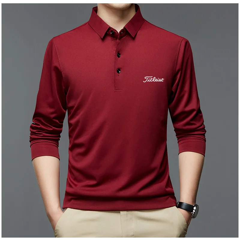 2023 Golf Spring Summer Autumn Clothing New Men's Polo Shirt Casual Top Solid Long-Sleeved  Fashion Slim Collar T-Shirt
