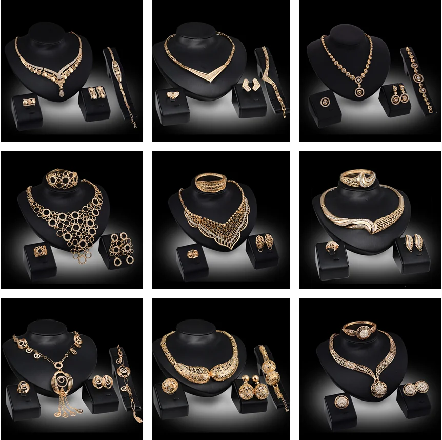 

Women's Jewelry Set Wedding Ring Rhinestone Flower Earring Necklace Bracelet Four Piece Jewelry Set Attending Party Gift