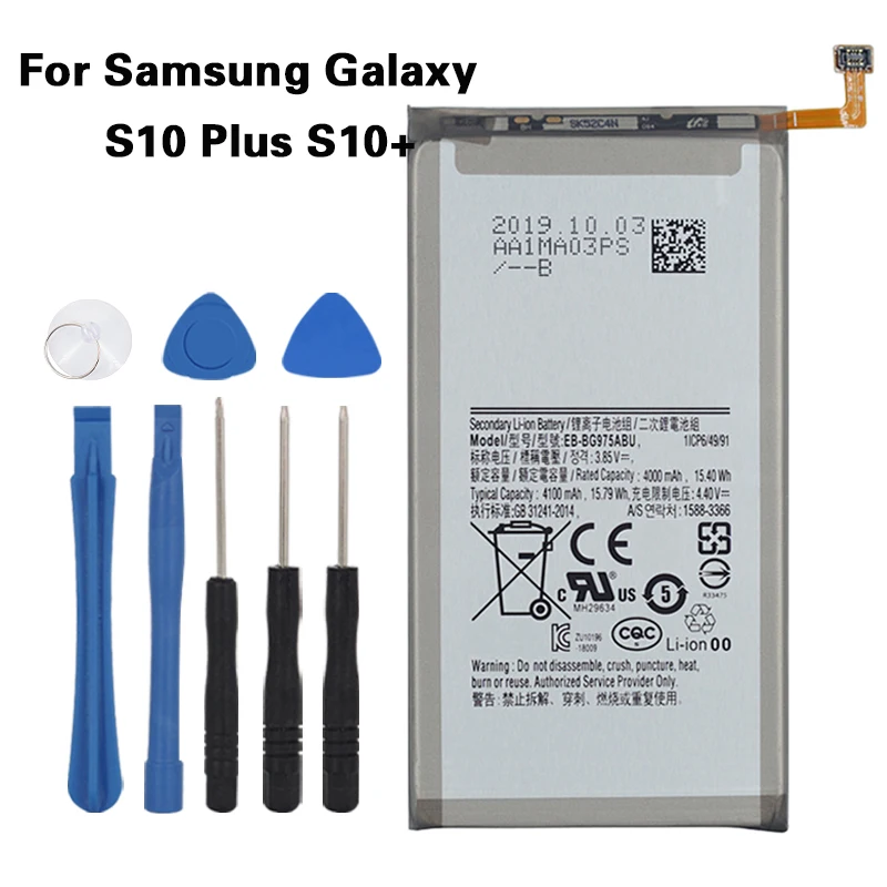 

Оригинальная фотобатарея для Samsung Galaxy S10 + S10 Plus, оригинальная запасная батарея телефона 4100 мАч