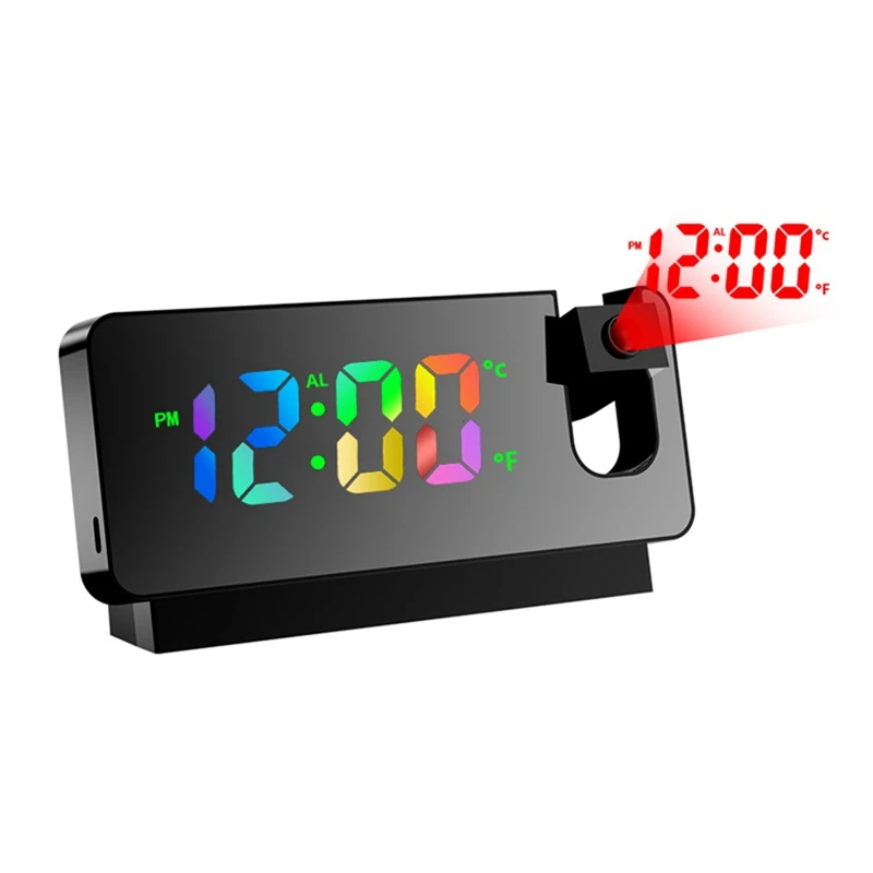 For Bedroom Led Colorful Digital Projection On Ceiling Usb Charger Time