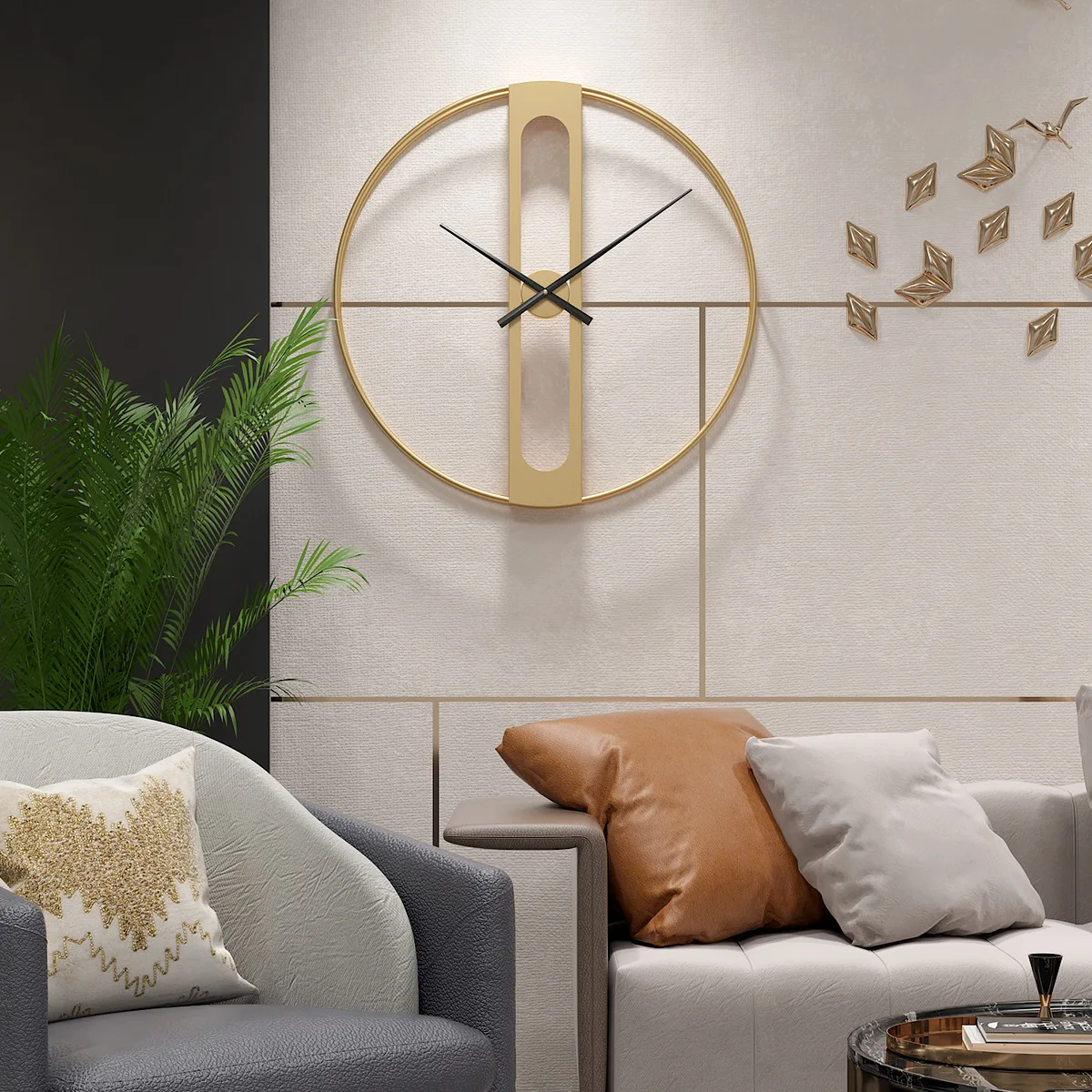 

50CM Wall Clocks Skeleton Retro Style Metal Silent Clocks for Home Office Living Room Bedroom Decoration