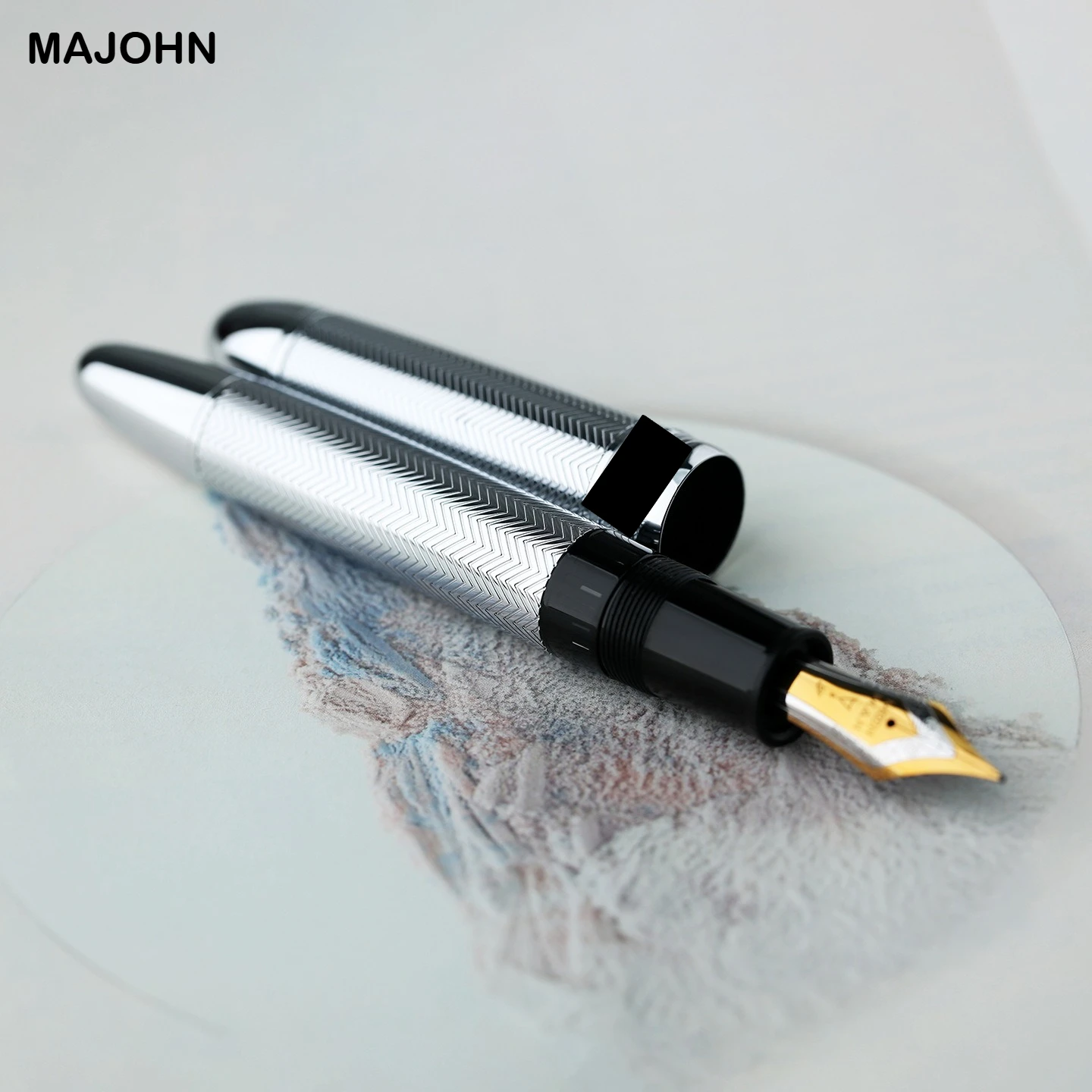 Перьевая ручка MAJOHN P141 из латуни с чеканным узором, металлическая, 40 мм, с поршневым механизмом подачи чернил, для письма, школьные и офисные принадлежности, канцелярия (art.: 3920dc7f144e8) - 3920dc7f144e8