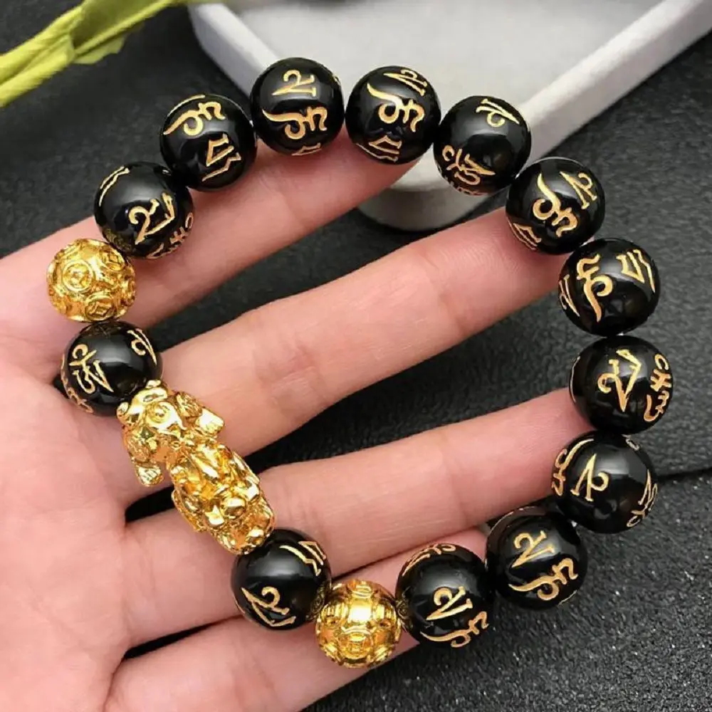

Fashion Jewelry Fashion Attract Wealth Women Feng Shui Pixiu Bracelets Good Luck Bangle Wristband Obsidian Stone Beads